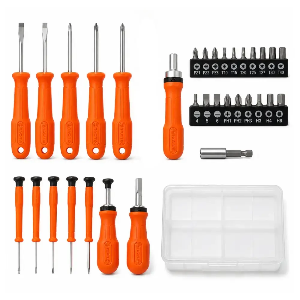 Jogo de chaves de fenda e bits kit com 34 peças 900401 Tactix — fotografia 3