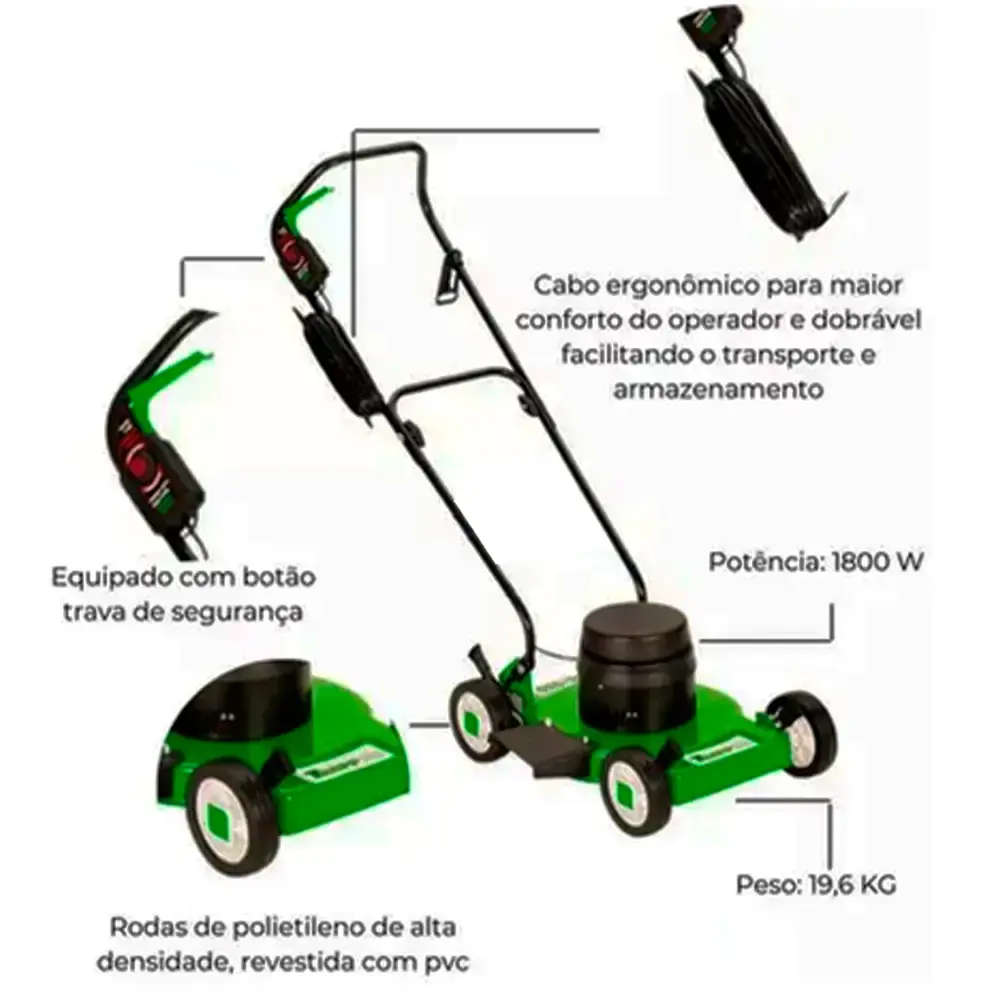 Cortador de grama elétrico 1,5 CV 1800W SL-350 Trapp 110 V — fotografia 2