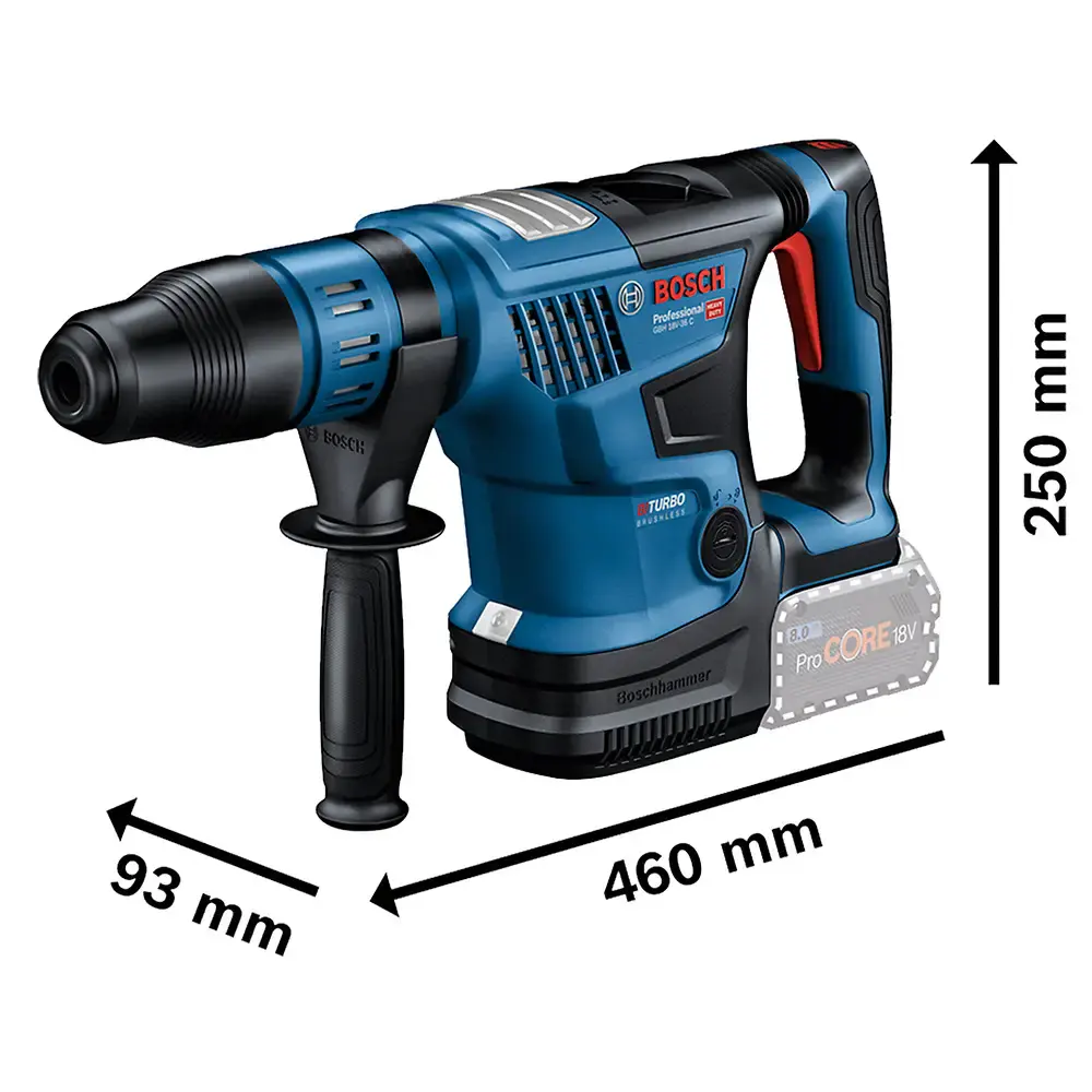 Martelete sds-max perfurador rompedor à bateria 18V biturbo brushless sem bateria GBH 18V-36C Bosch — fotografia 4