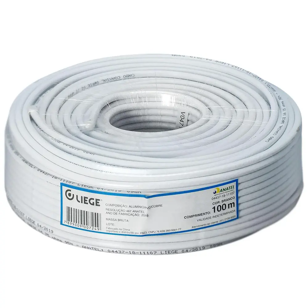 Cabo coaxial série 06 95% 100M branco Liege