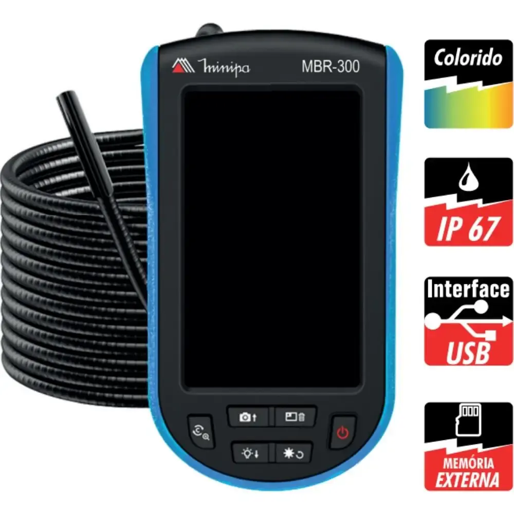 Boroscópio digital câmera de inspeção 4,3 POL cabo 3,2 m USB MBR 300 Minipa — fotografia 3