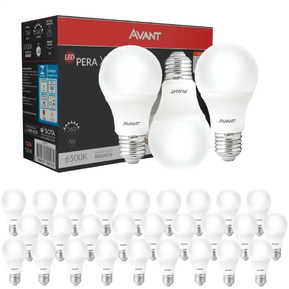 Lâmpada LED pera 7W bivolt 6500K com 30 unidades Avant