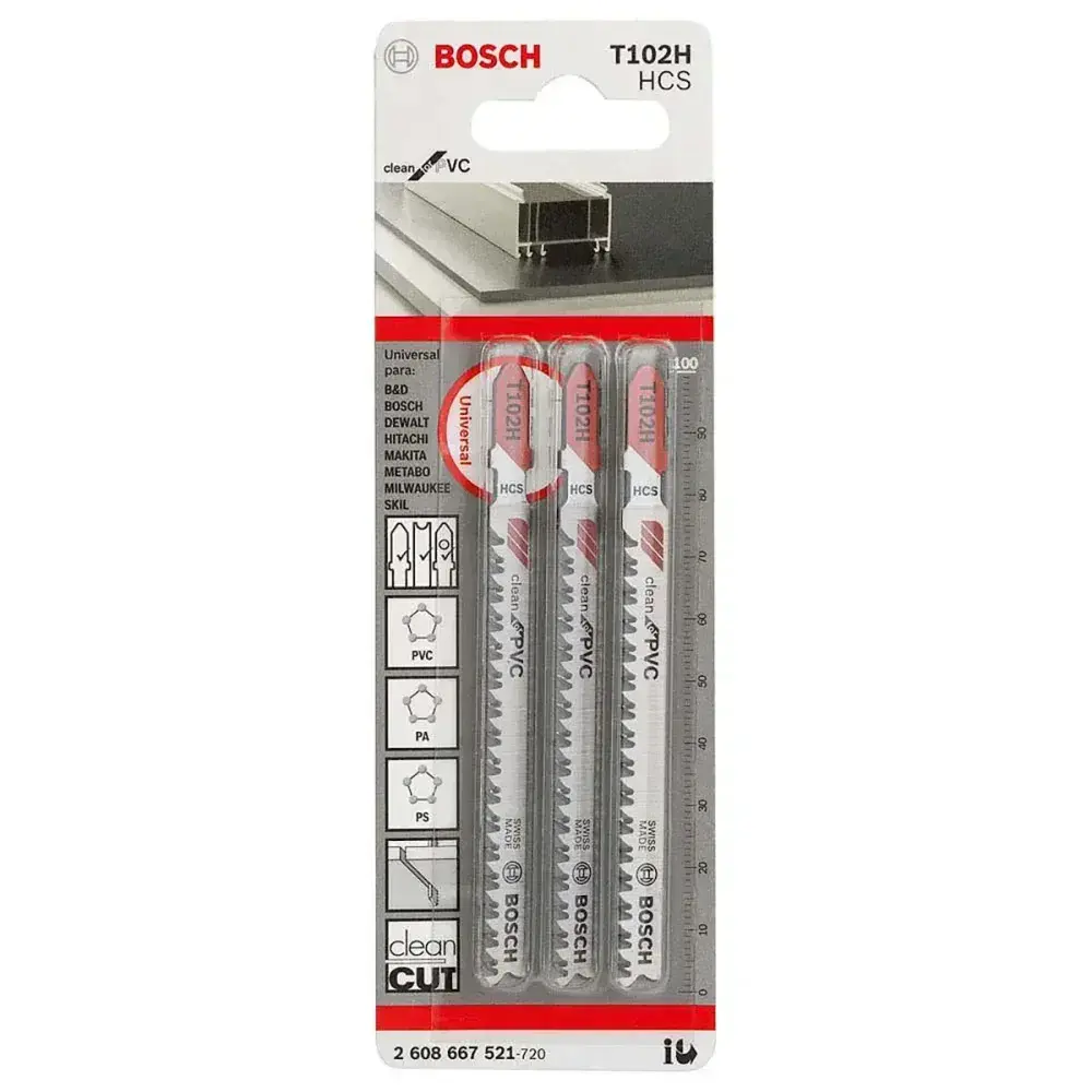 Lamina tico tico 100 mm T102H pvc 3PCS Bosch — fotografia 3
