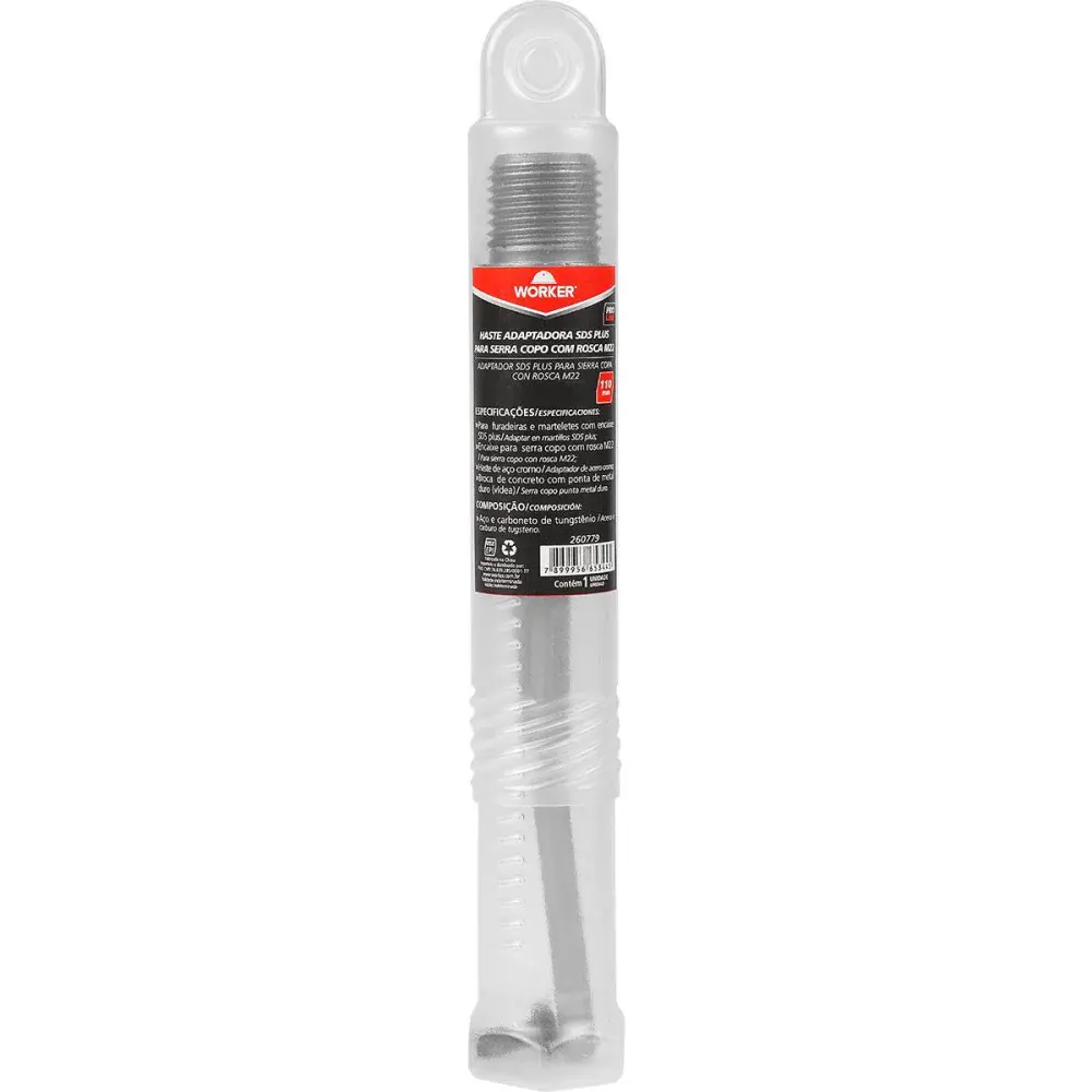 Haste adaptadora para serra copo com rosca M22 110MM Worker