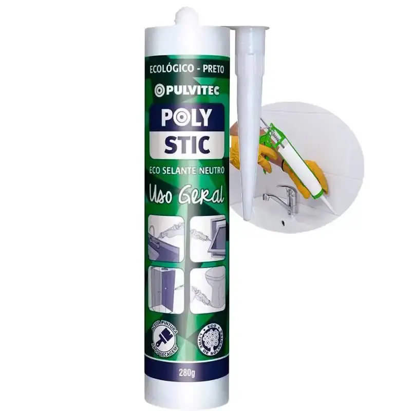 Silicone tubo 280G preto ecológico neutro ZF024 Pulvitec — fotografia de referência