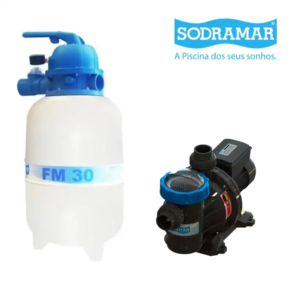 Filtro para piscina FM-30 com bomba 1/3 cavalos BMC-33 Sodramar — fotografia 3