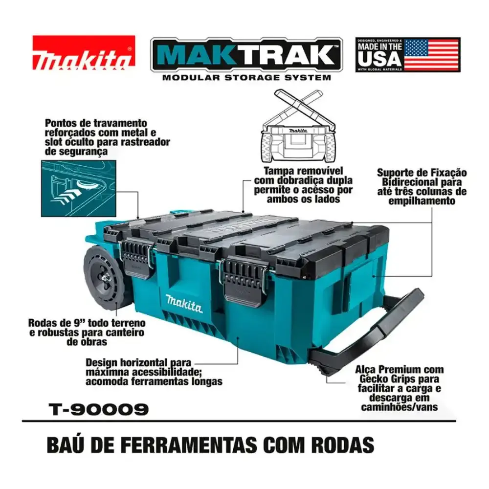 Caixa de ferramentas com rodas maktrak T-90009 Makita — fotografia 5