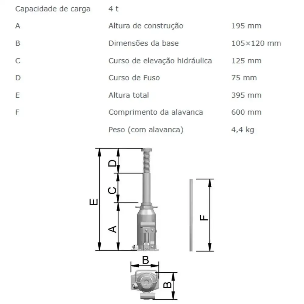 Macaco hidráulico garrafa 4TON pick UP MT-4 4100RP Bovenau — fotografia 5