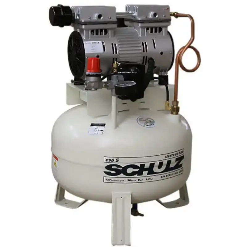 Compressor de ar odontológico 1,0 HP 5 pés 30 litros isento de óleo CSD 5/30 Schulz 220 V — fotografia 2
