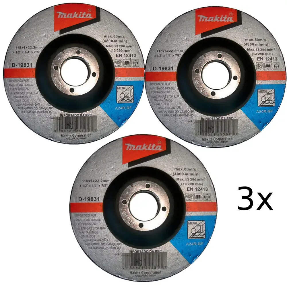 Disco de desbaste 4.1/2 POL 115 MM para metal D-19831 kit 3 unidades Makita — fotografia de referência