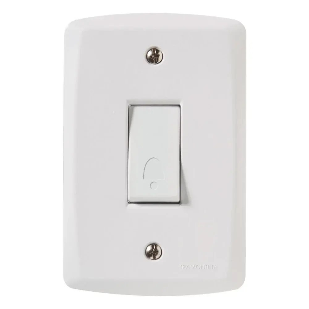 Conjunto 4X2 1 pulsador campainha 10A 250V branco Tramontina — fotografia de referência