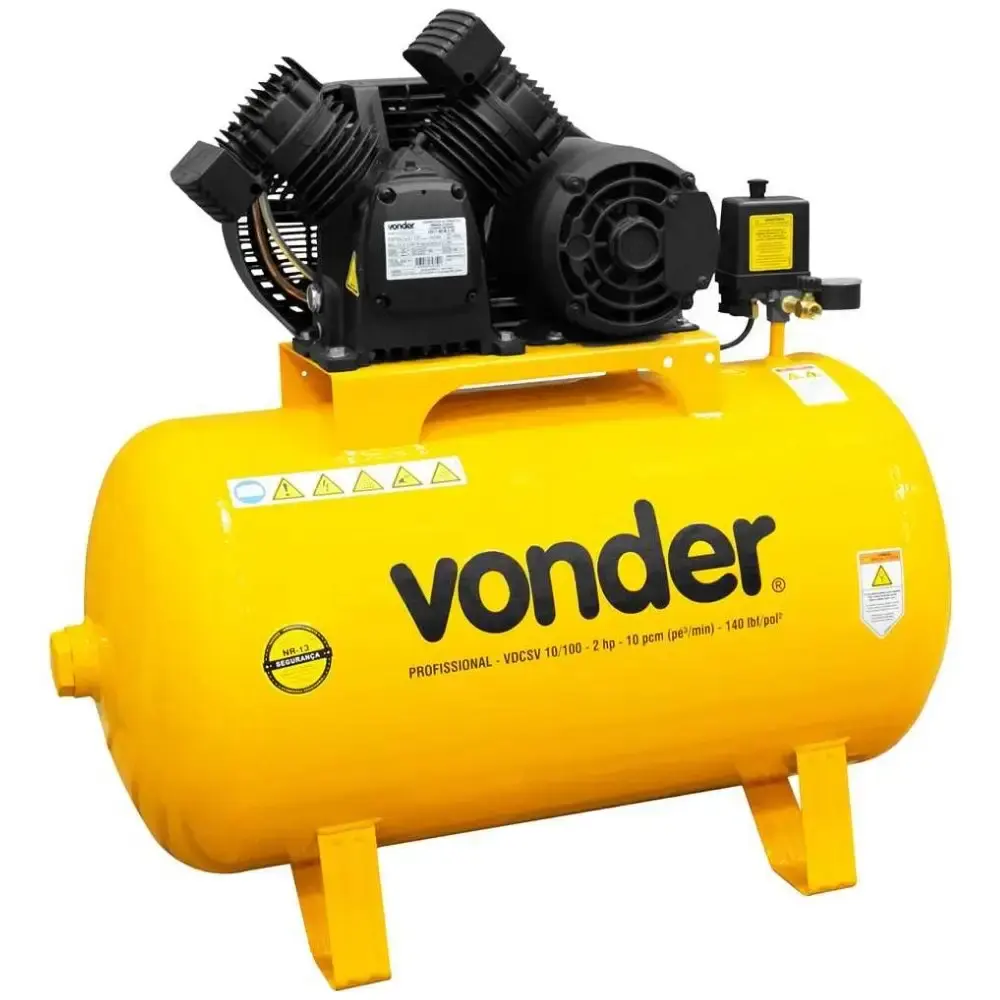 Compressor de ar VDCSV-10/100 trifásico Vonder — fotografia de referência