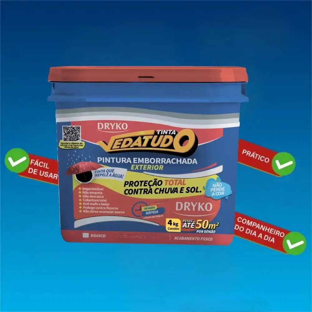 Tinta emborrachada branca 4 KG vedatudo Dryko — fotografia 5