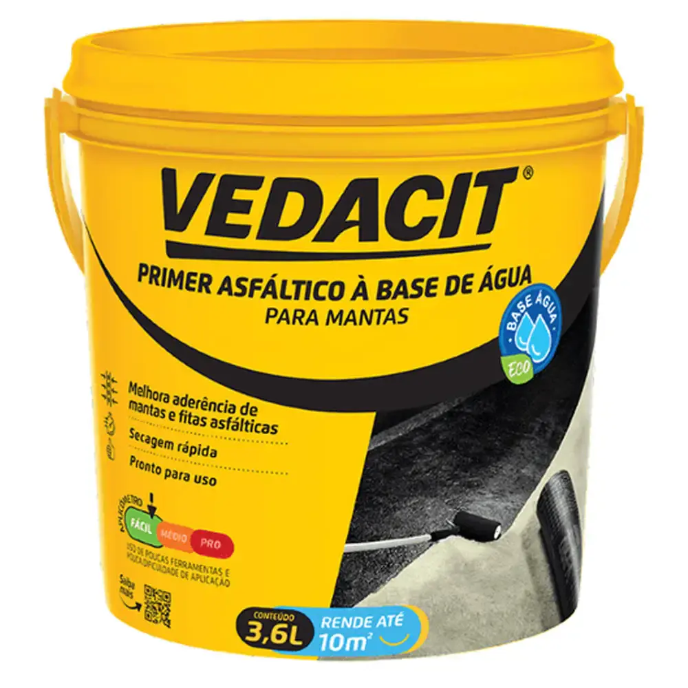 Primer para manta asfáltica base agua vedacit 3.6 litros 121833 otto — fotografia de referência