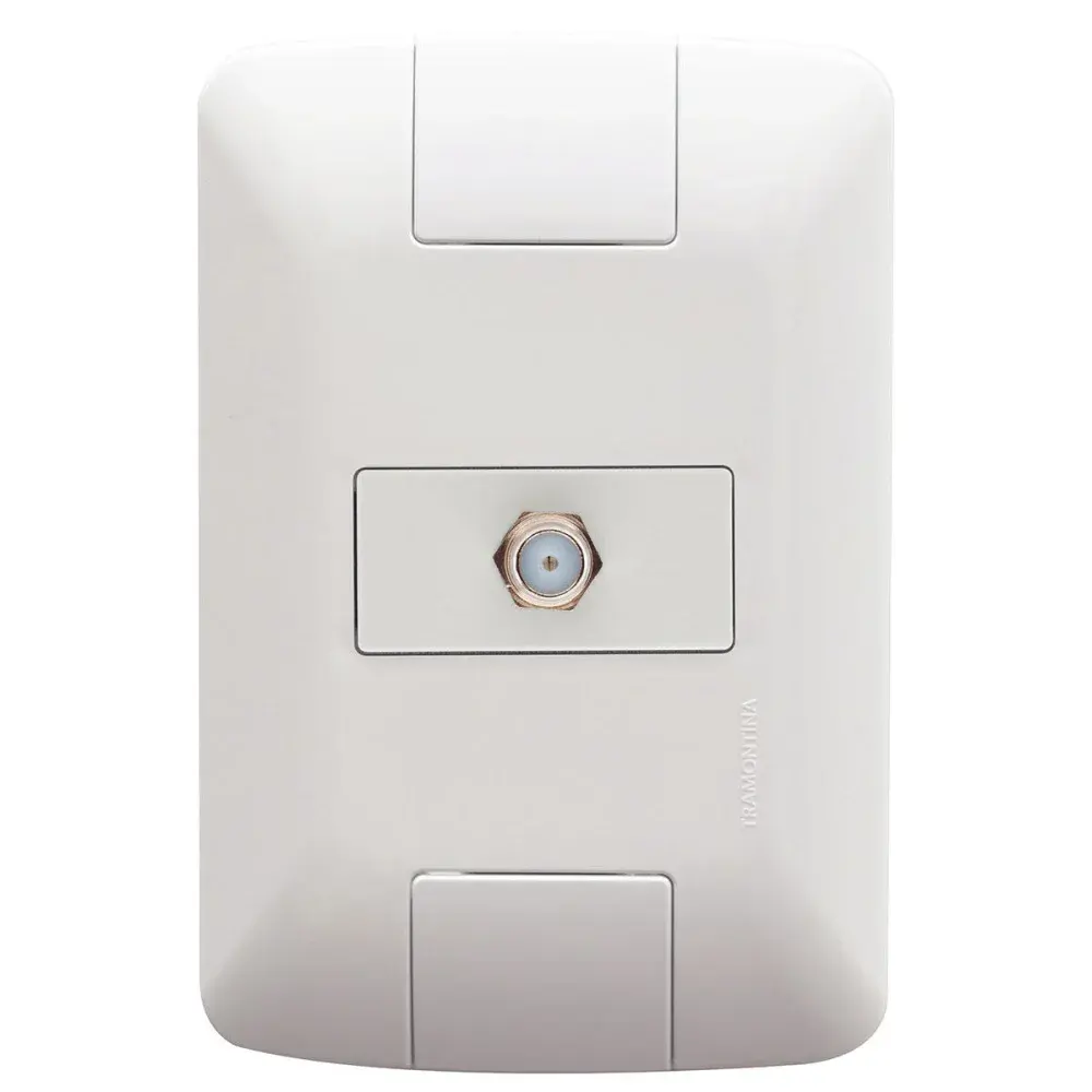 Conjunto de 1 tomadas tv-sat coaxial aria branco 250V Tramontina — fotografia de referência