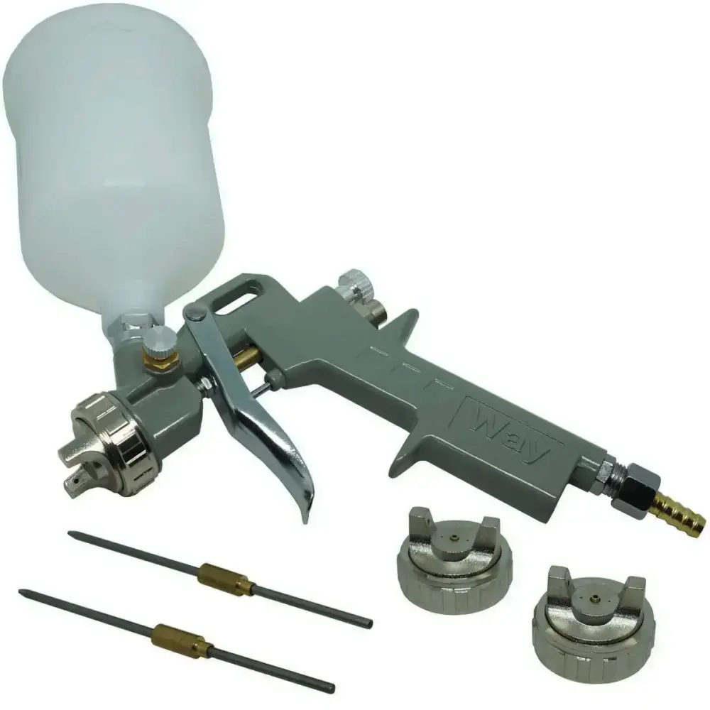 Pistola de pintura gravidade 600 ML com 3 bicos 1,2 - 1,5 e 1,8 MM IWPPG-3B ImportWay — fotografia de referência