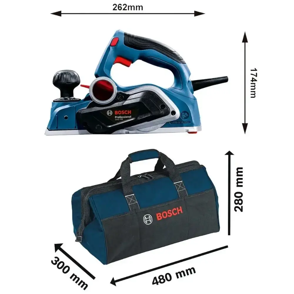 Plaina elétrica 700W CHO-700 com bolsa de nylon 480 MM Bosch 110 V — fotografia 2