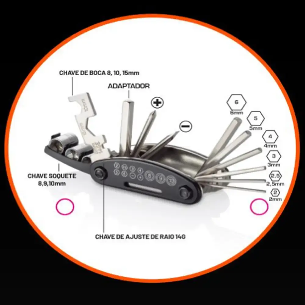 Kit de ferramentas multiuso para bicicleta 15 funções BI032 atrio Multilaser — fotografia 5