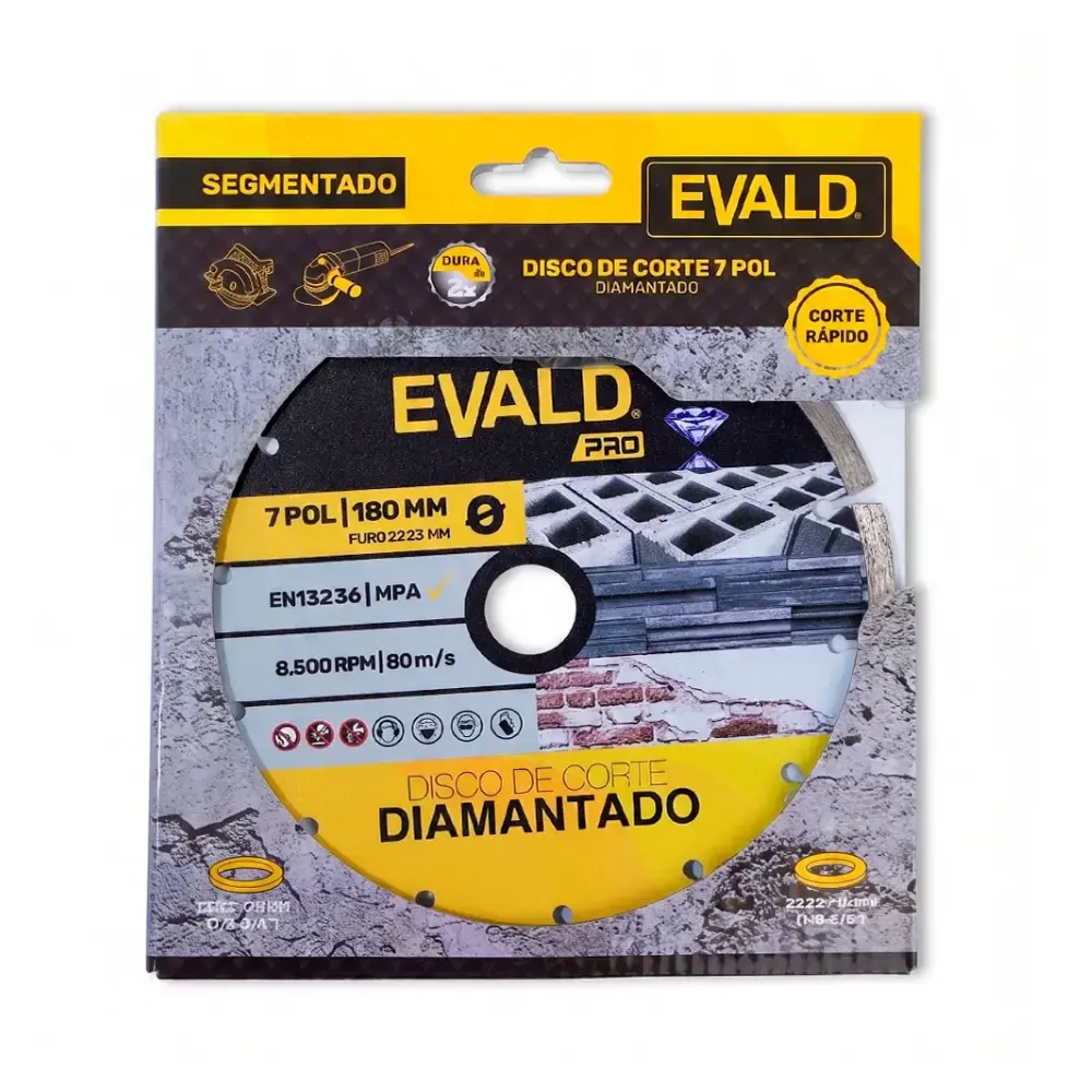 Disco de corte diamantado 7 POL segmentado 180 MM 8500 RPM Evald PRO — fotografia 5
