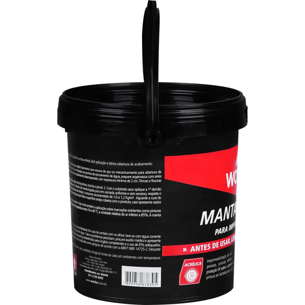 Impermeabilizante manta líquida asfáltica preta 3,6L Worker — fotografia 3