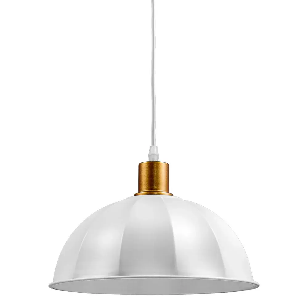 Luminária pendente tuvarim branco e dourado Kala — fotografia de referência