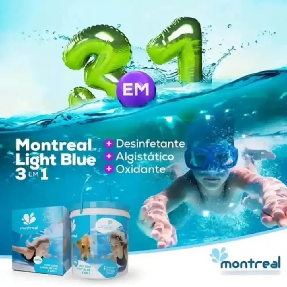 Cloro granulado dicloro de sódio para piscinas e hidrotanques light blue 10 KG Montreal — fotografia 6
