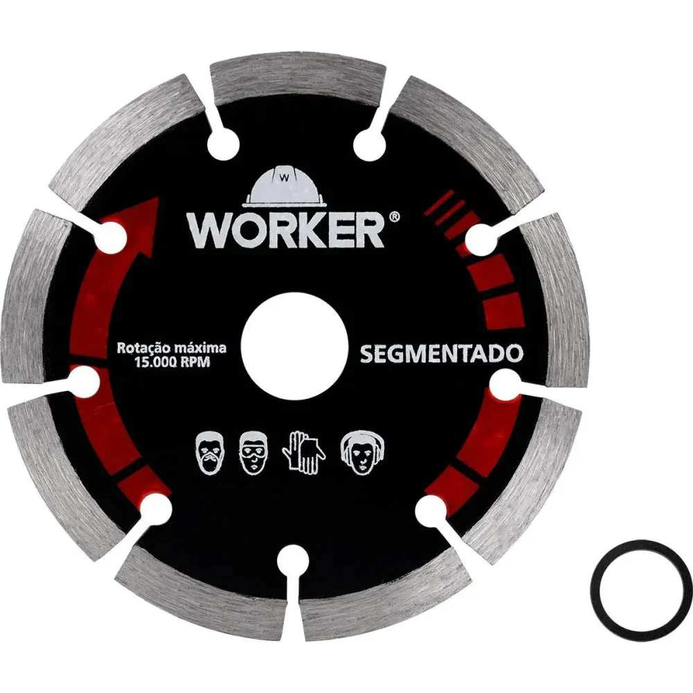 Disco diamantado segmentado para corte seco e úmido 4.1/2” Worker — fotografia de referência