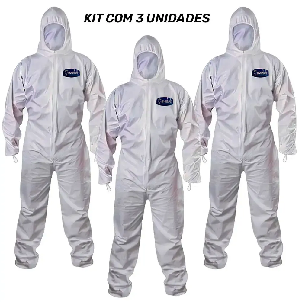 Kit 3 macacões de proteção química branco TAM XG mc-br-xg Imbat — fotografia 2