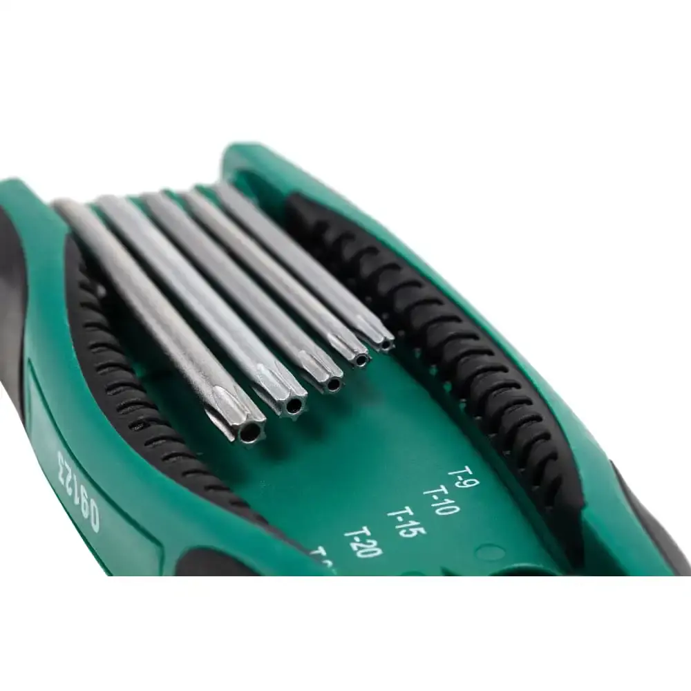 Jogo de chaves torx T9 ao T40 tipo canivete kit com 8 peças ST09123SJ Sata — fotografia 5