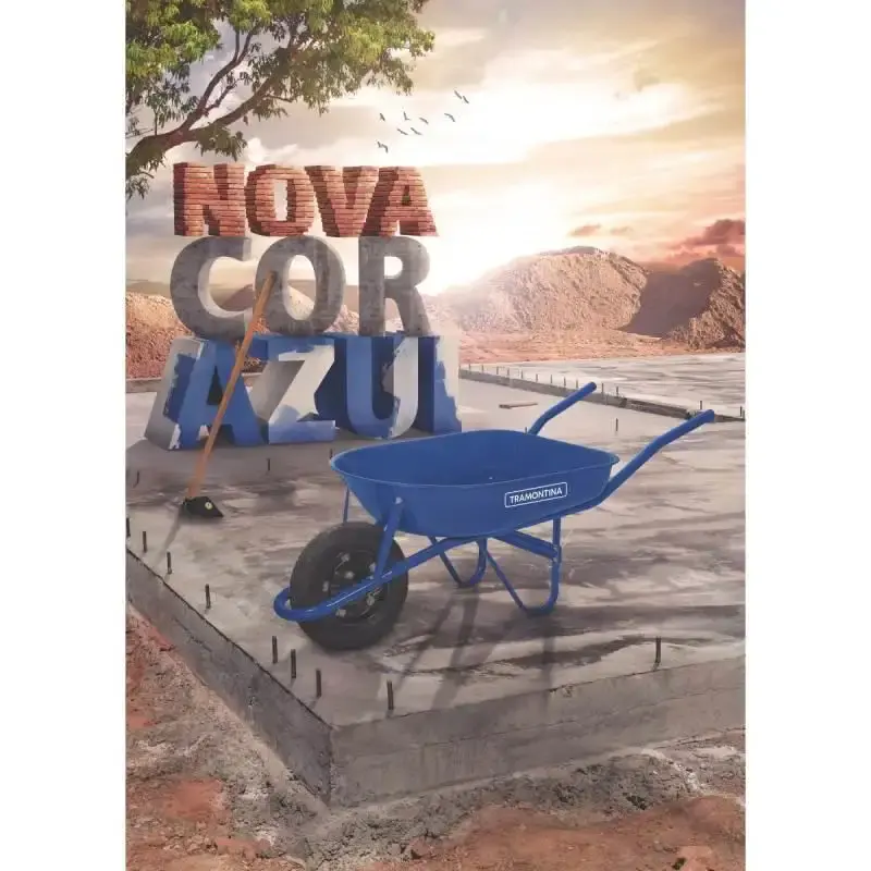 Carriola carrinho de mão metálica 50L pneu câmara azul Tramontina — fotografia 3
