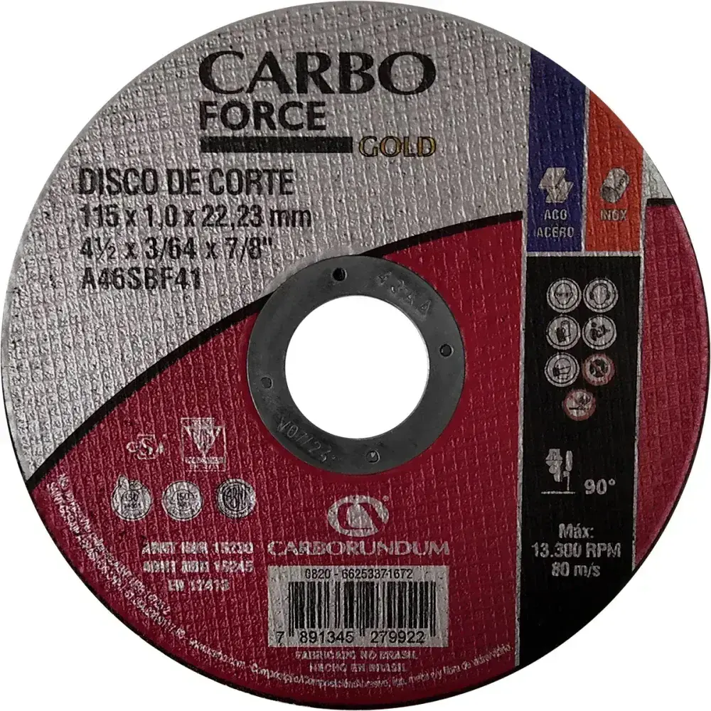 Disco de corte T41 115X1,,23MM force gold carbo Carborundum — fotografia 2