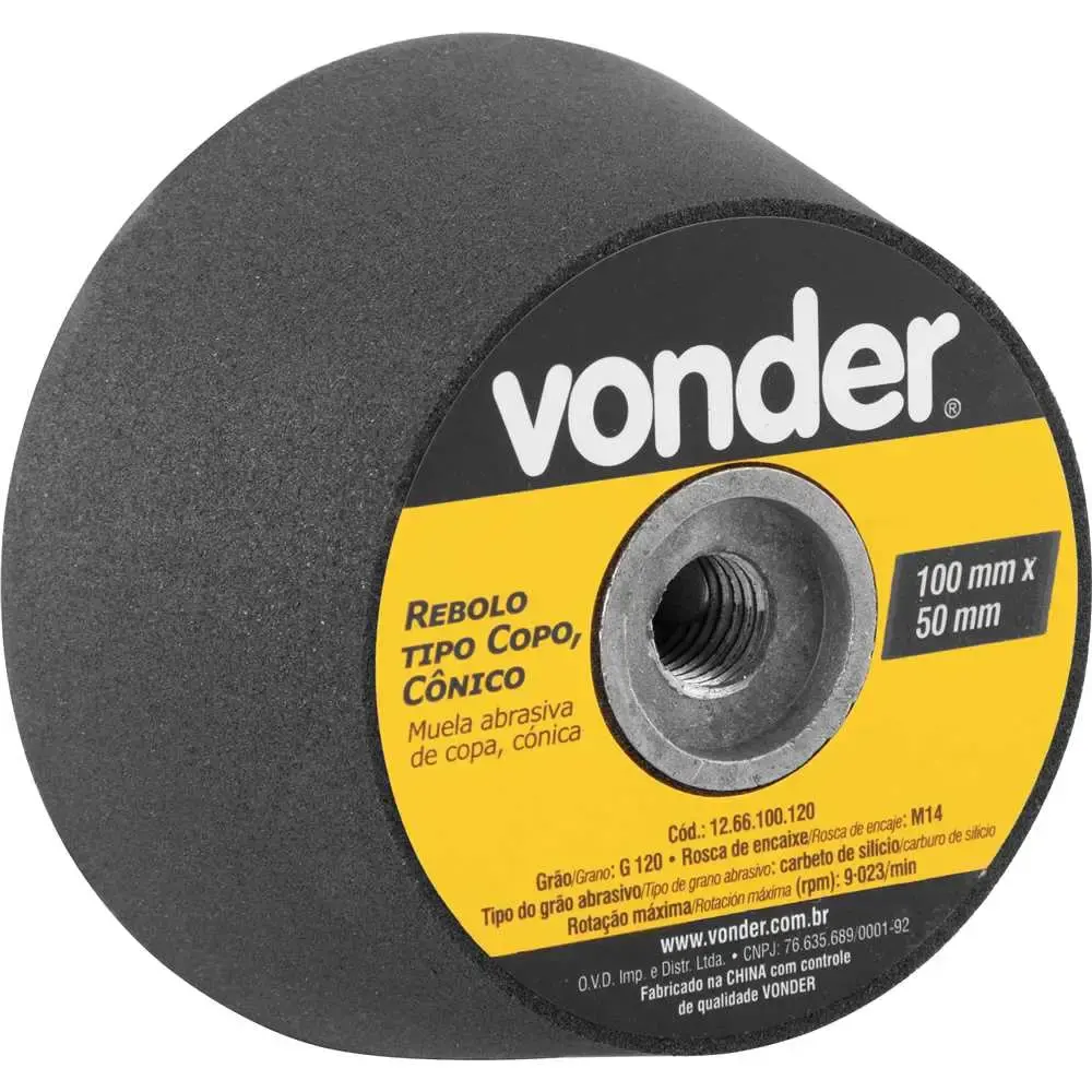 Rebolo Copo Cônico 100 mm x 50 mm Grão 120 VONDER