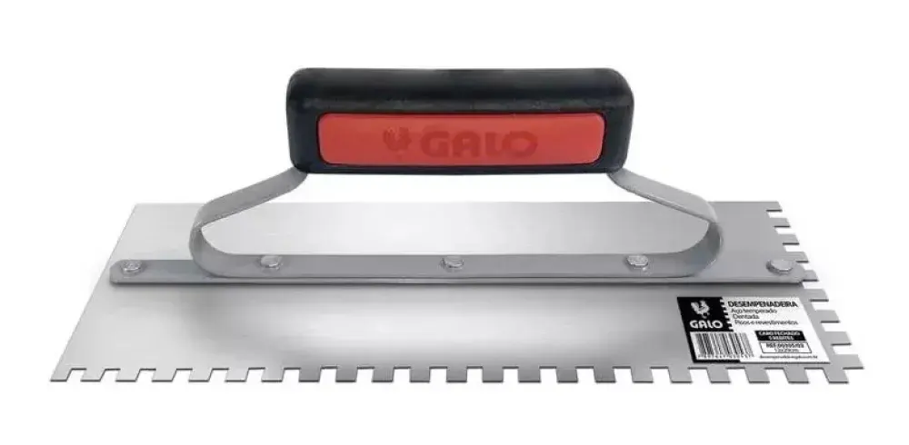 Desempenadeira de aço 12X29CM dentada para gesso Galo — fotografia 3