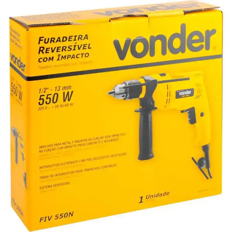 Furadeira com impacto 1/2 POL 550W FIV 550 Vonder 110 V — fotografia 5