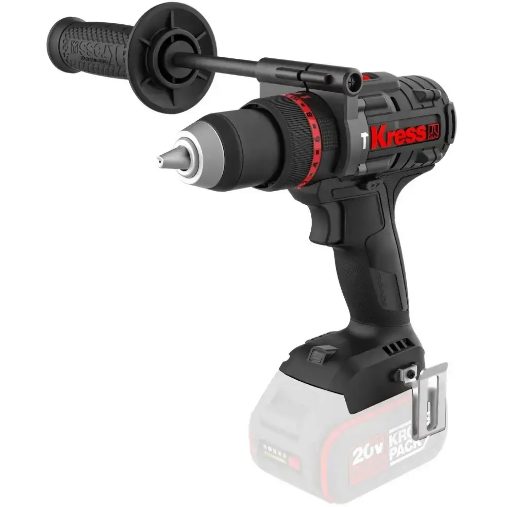 Esmerilhadeira angular 5 POL e parafusadeira impacto 1/2 POL com 2 baterias 20V e carregador Kress — fotografia 4