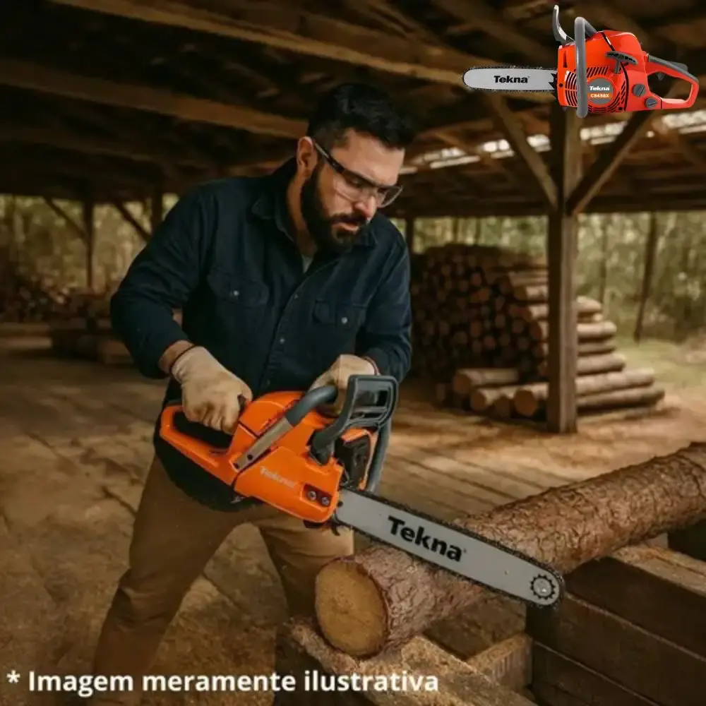 Motosserra a Gasolina 44,3cc com sabre de 16 Polegadas com Corrente TEKNA — fotografia 4