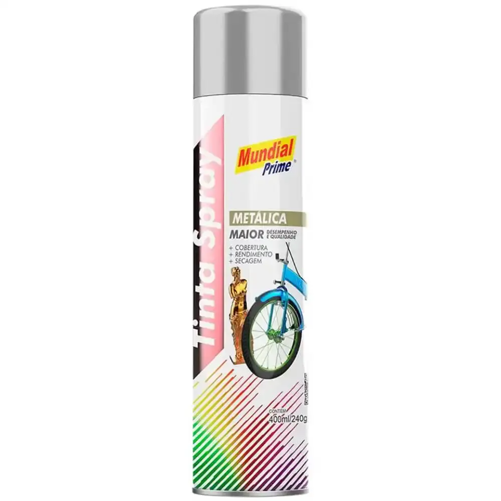 Tinta spray 400ML metálica prata AE01000093 mundial prime