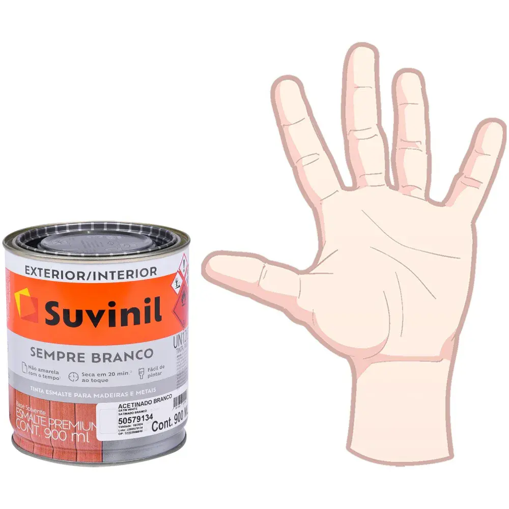 Tinta esmalte sempre branco acetinado branca 900ML Suvinil — fotografia 4
