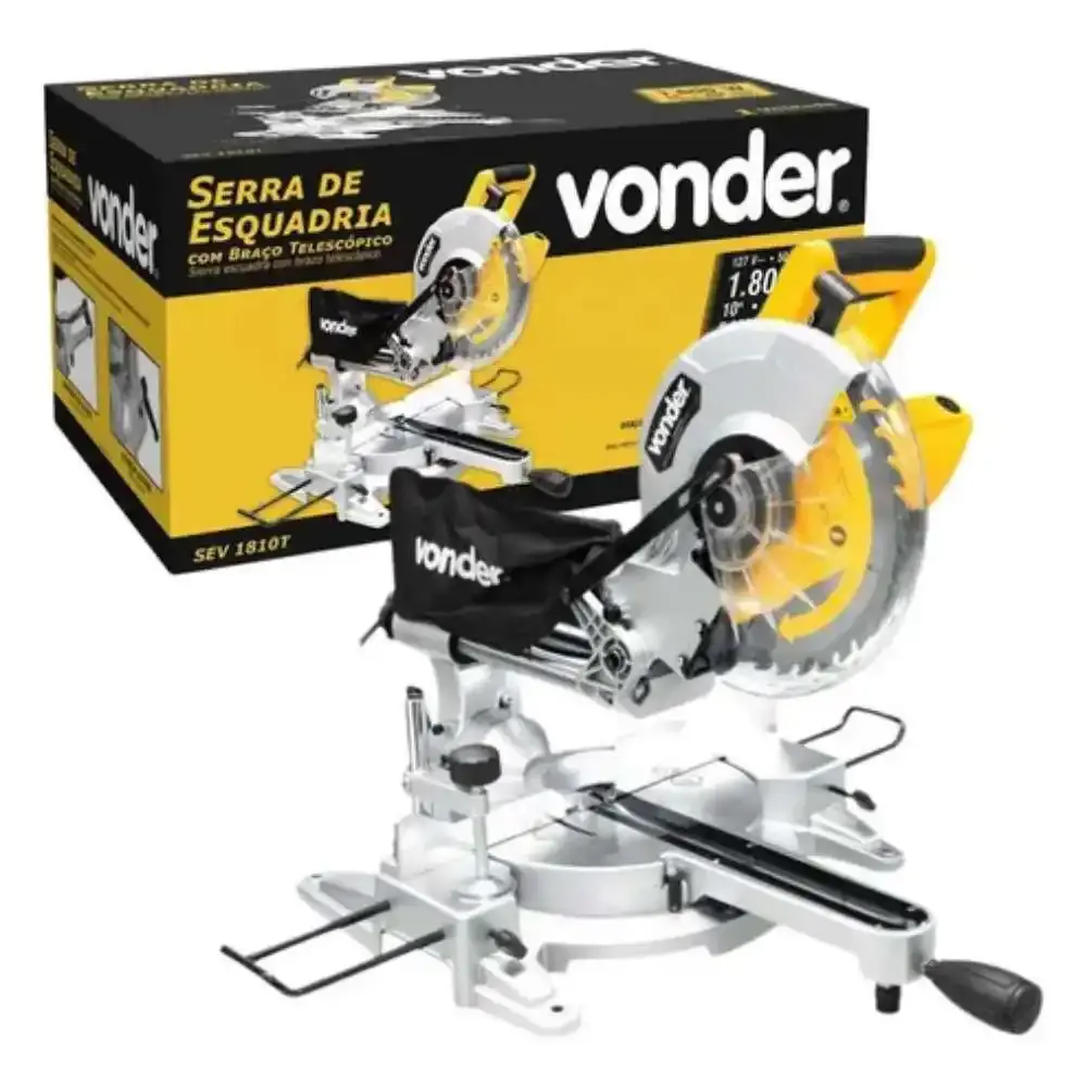 Serra 1/2 esquadria 10 POL 1800W com braço telescópico SEV 1810T Vonder 110 V — fotografia 7