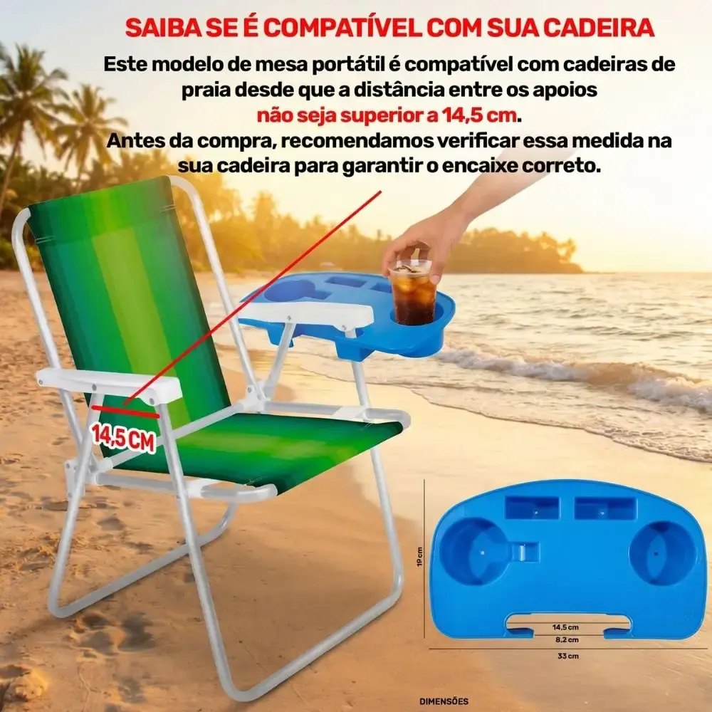 Mesa portátil para cadeiras de praia porta copo 32X19CM ZT-MP32X18CM Zelt — fotografia 2