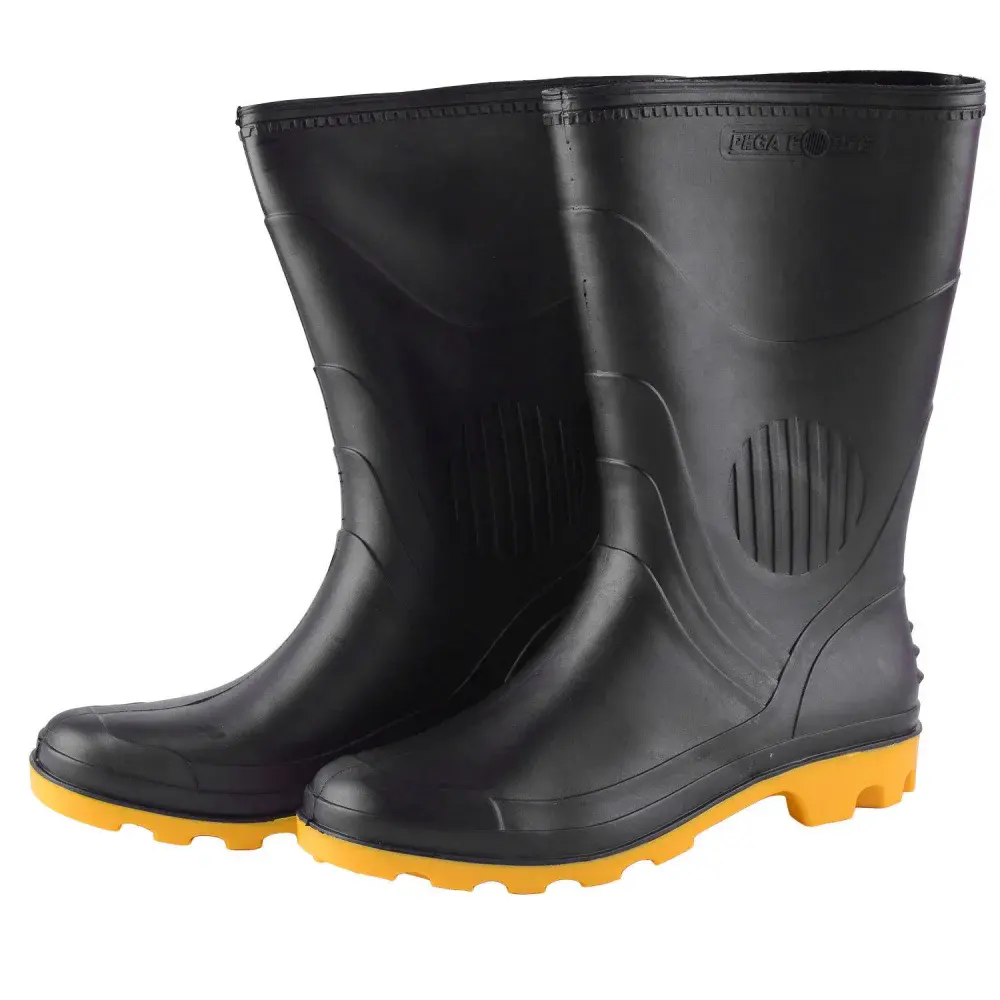 Bota de pvc preta com amarela Nº39 340 pega forte Grendene