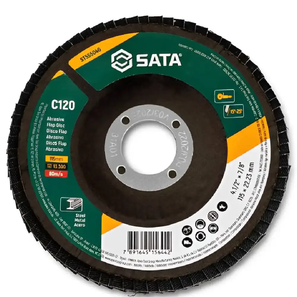 Kit 10 discos flap metal 4.1/2 polegadas grão 120 ST55504G Sata — fotografia 4