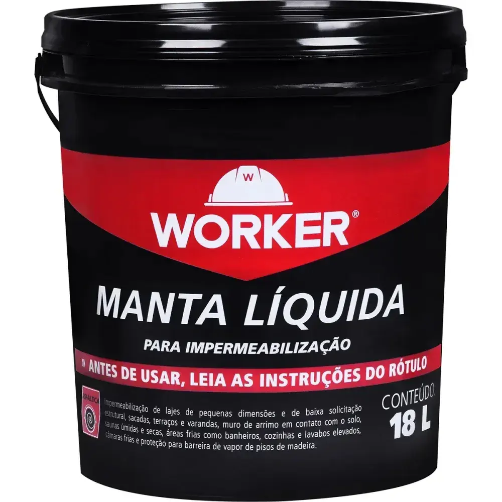 Impermeabilizante manta líquida asfáltica preta 18L Worker — fotografia 4