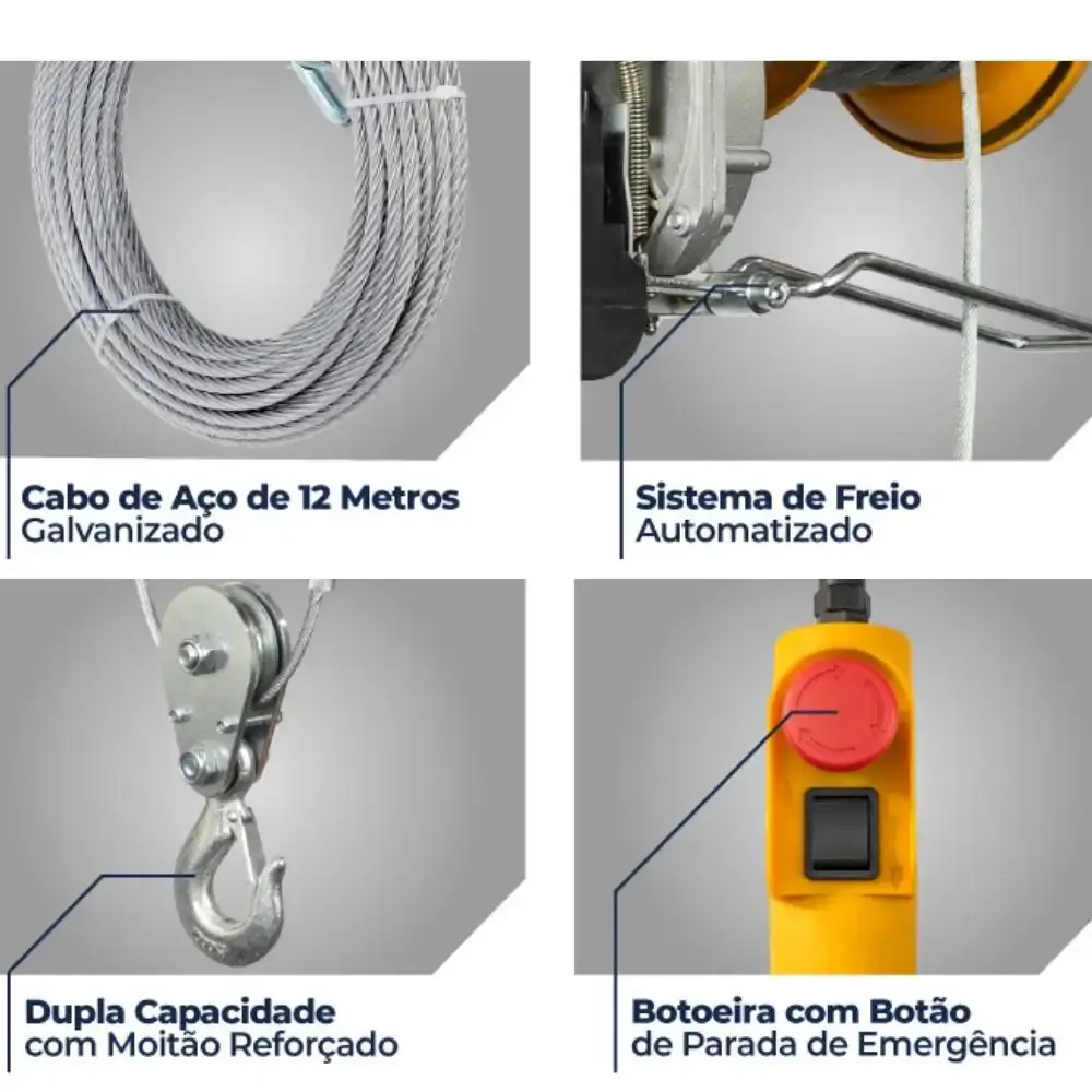Guincho elétrico 100 a 200 KG monofásico TEC GT CSM 110 V — fotografia 5