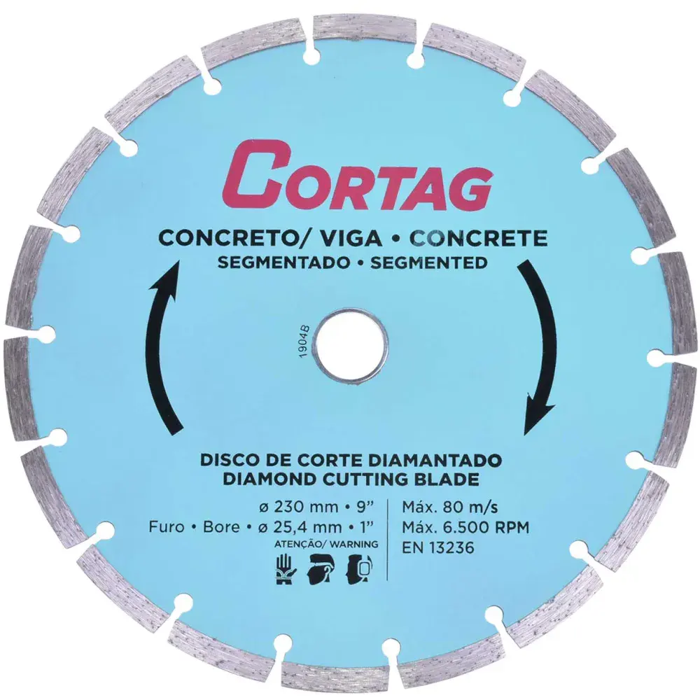 Disco de corte diamantado 230X25,4MM concreto/viga Cortag — fotografia de referência