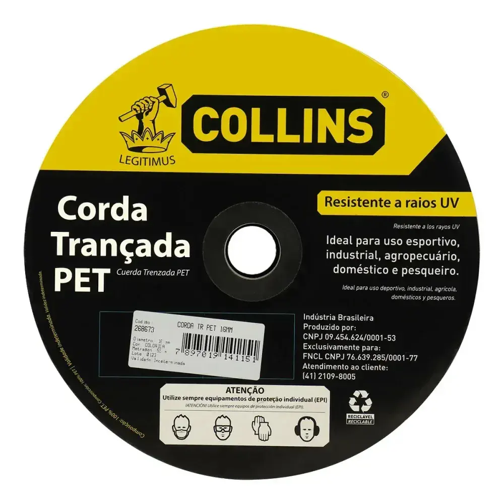 Corda pet trançada colorida 16MMX55M Collins — fotografia 6
