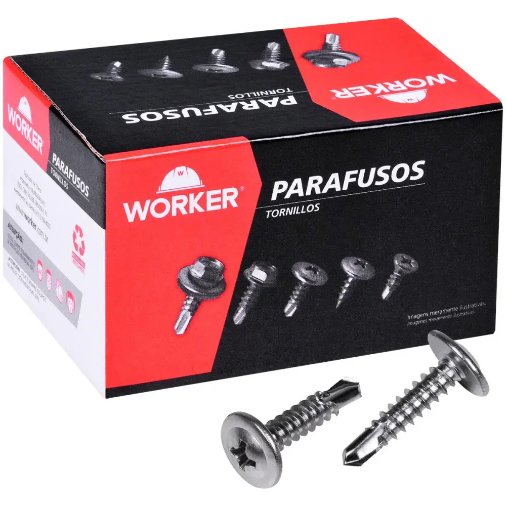 Parafuso drywall ponta broca inox 4,2MMN8MM 500 peç Worker — fotografia de referência