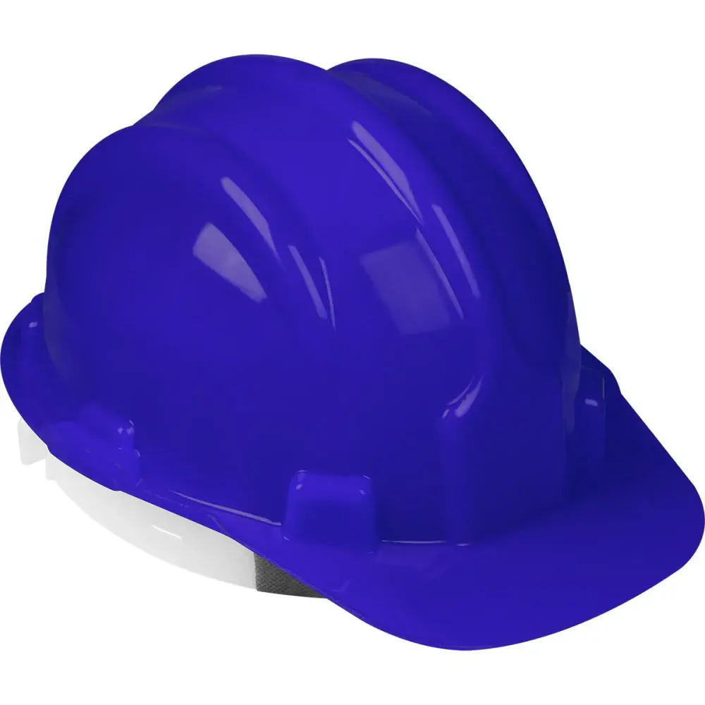 Capacete de segurança com carneira e aba frontal azul Worker — fotografia de referência