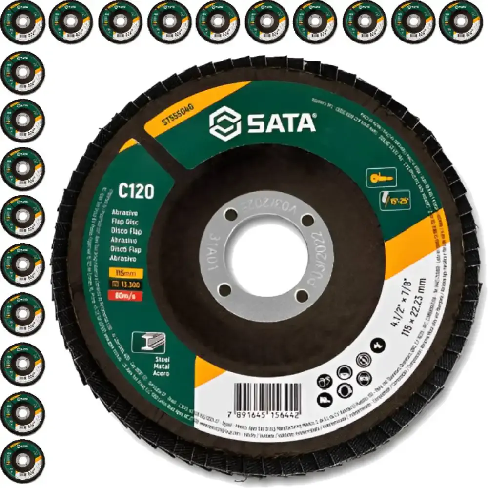 Kit 20 discos flap metal 4.1/2 polegadas grão 120 ST55504G Sata — fotografia de referência