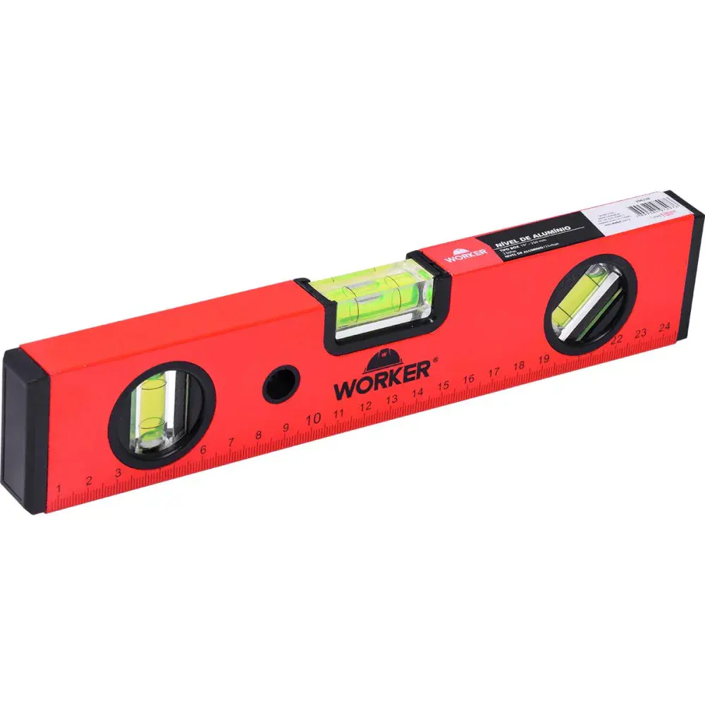 Nível de alumínio 10 tipo box 2 bolhas 250MM Worker — fotografia 2